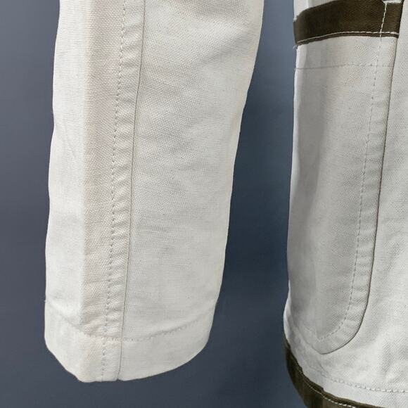 Size M Regular Beige Olive Cotton Linen Notch Lapel Sport Coat - Picture 5 of 11